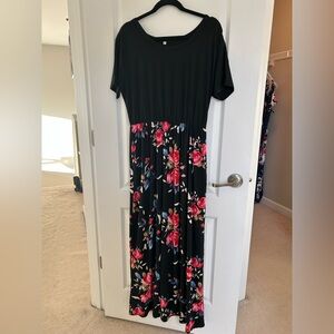MISFAY Black Floral Maxi Dress | 2XL | Pockets